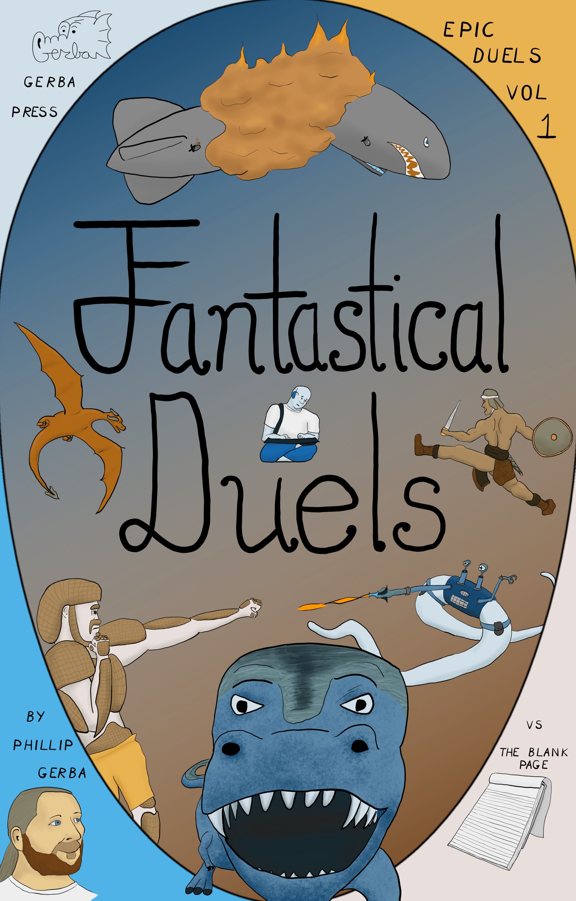 A comic book cover featuring many of the dulests from Fantastical Duels.